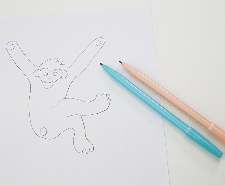 Monkey outlines with markers