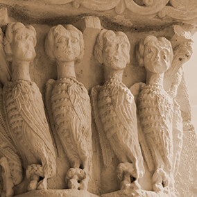 Carvings of ancient Greek harpies