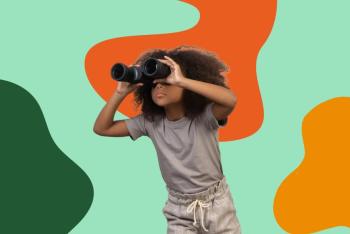 Girl looking trhough binoculars